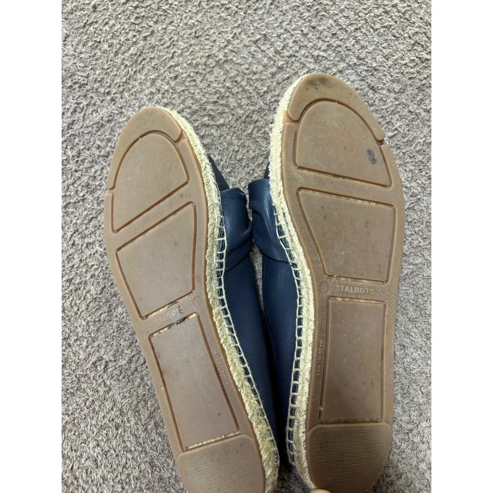 Talbots Navy Blue Leather Knot Espadrille Flats Shoes Womens 9M